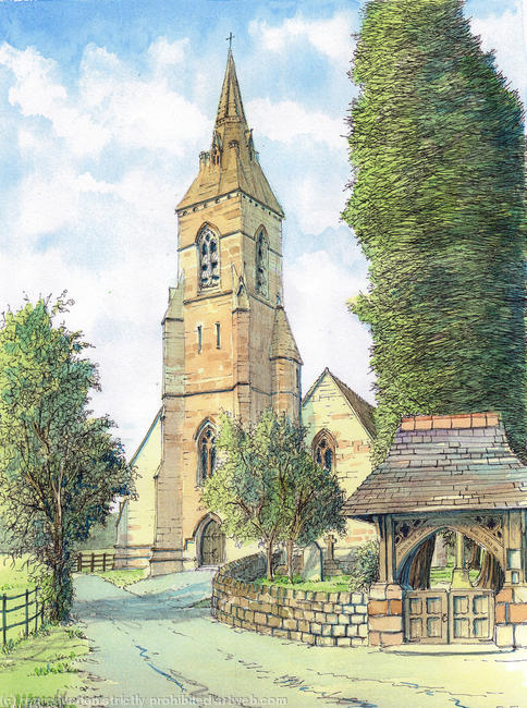 Hagley Church St Johns Nr Hagley Hall Worcestershire greeting card