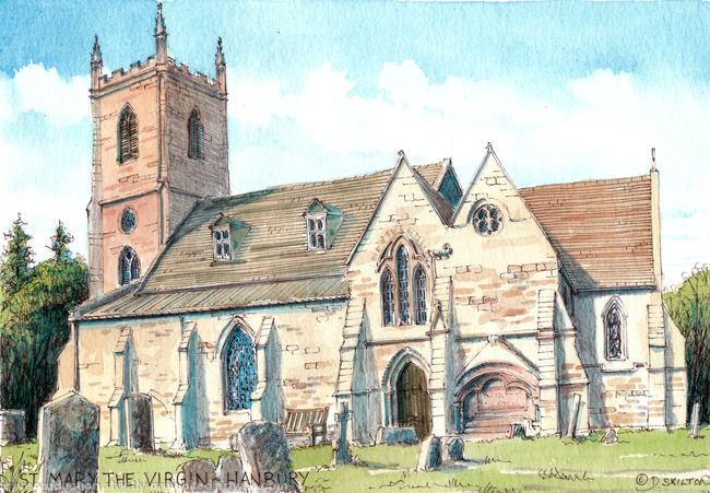 Hanbury Church St Mary The Virgin Worcestershire, greeting card