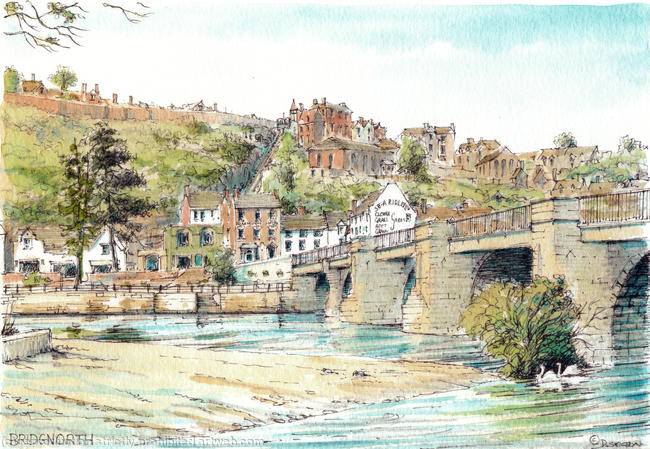Bridgnorth and The River Severn South side of the bridge, greeting card