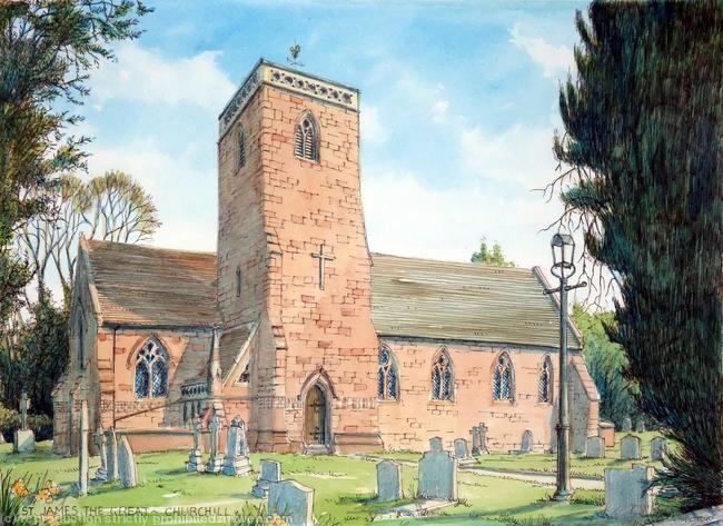 Churchill Church St James the Great Nr Kidderminster , greeting card