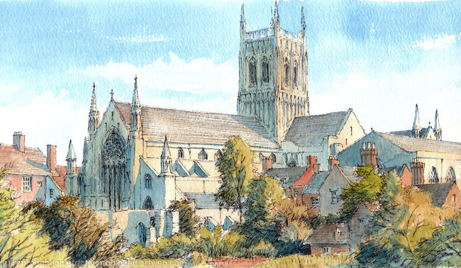 Worcester Cathedral ( No River) greeting Card