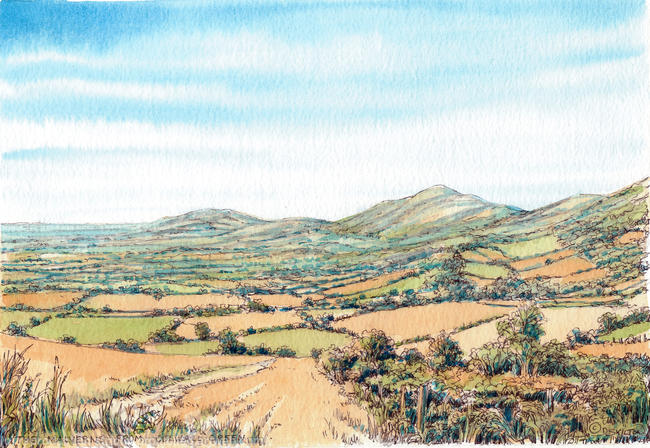 The Malvern Hills from near Colwell Green Worcestershire greeting card