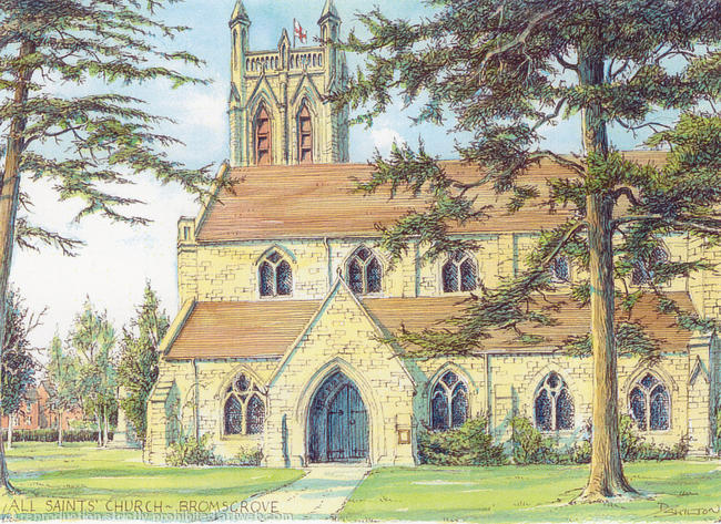 Bromsgrove All Saints church Worcestershire greeting card