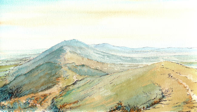 Malvern Hills on a misty day, greeting card