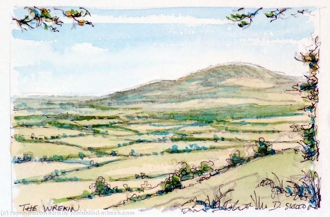 The Wrekin shropshire , Original watercolour mounted on greeting card