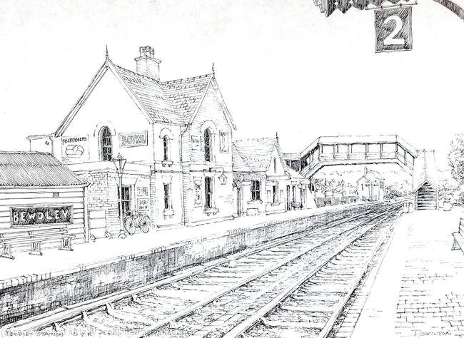 Bewdley Station S.V.R. Worcestershire black & White greeting card