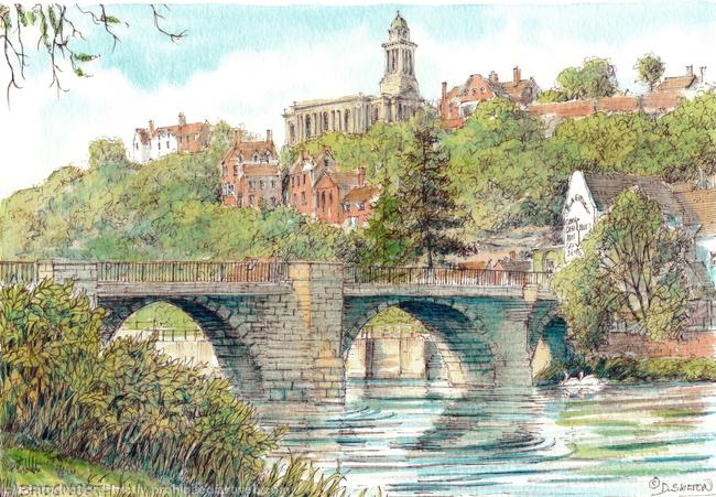 Bridgnorth and The River Severn with St Mary's, greeting card