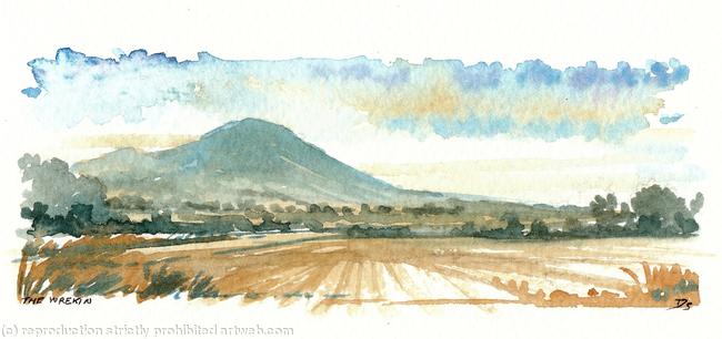 Original miniature pencil and watercolour of the Wrekin shropshire