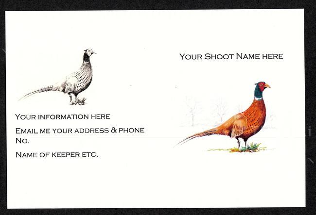 Buy now pack of 50 shoot cards with your information standing pheasant coloured