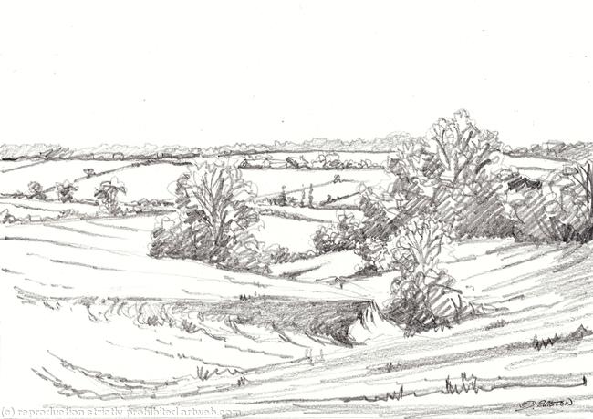 Example of a pencil sketch of a favourite drive on a shoot from a photo emailed to me