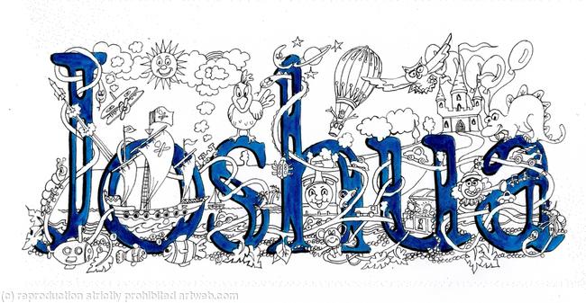 joshua name art pack of 5 small cards with any short message you wish with the image