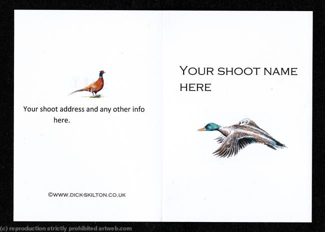 Shoot card (D) Duck on the front pack of 20 bespoke, your information on the front or back