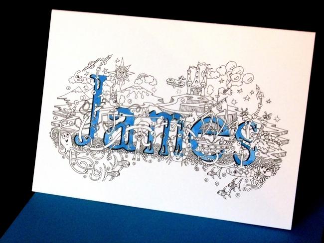 Name art card example James, I will produce any name for you like this in this style