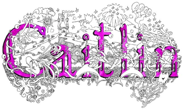Caitlin greeting card with purple envelope. Scans of this design can be purchased and sent as a jpeg via email. you can then print as you wish on anything.