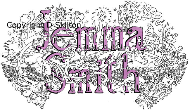 example of first name and family name sold as a scan for you to print as you wish