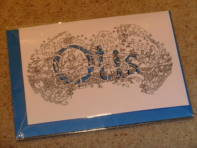 Otis name art greeting card with blue envelope