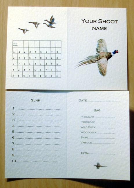 shoot card layour with peg number grid