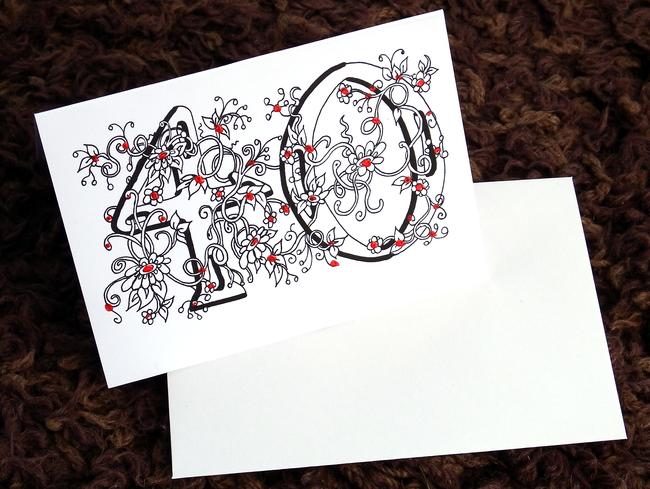 40 number card with red rather than gold with white envelope