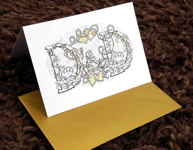 Any initials like this design for wedding card with hand painted acrylic goldor engagement or invitation
