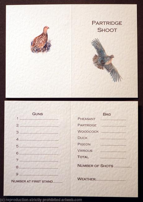 Partridge shoot, shoot card example
