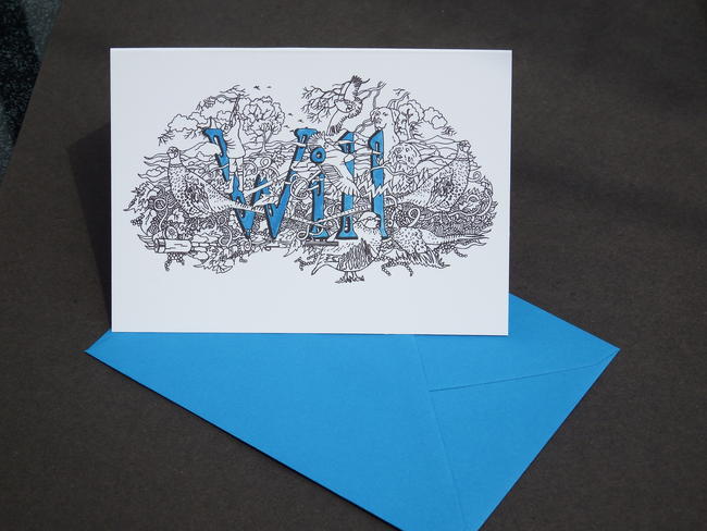 Will name art card with a game shooting background of pheasants etc.