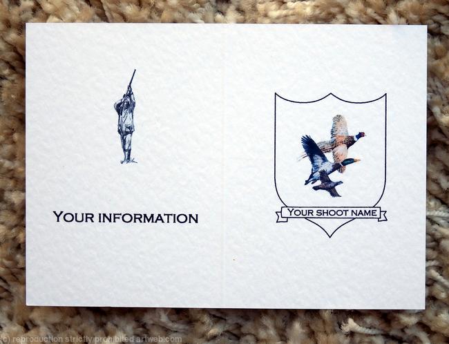 Shoot card with a shield with your shoot name