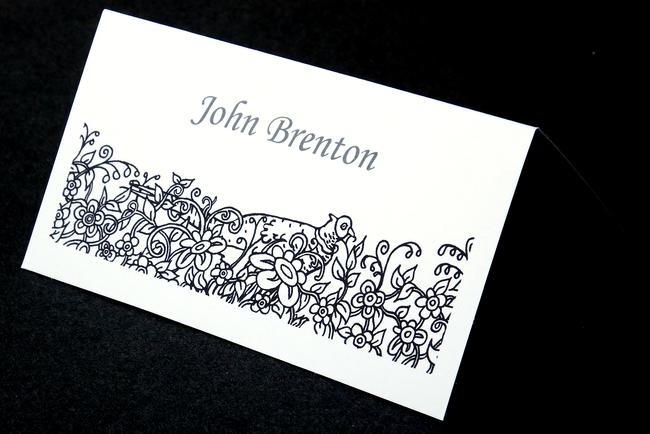 place name card with pheasant for wedding or shoot dinner