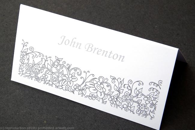 Example of a place name card using my lace flower design