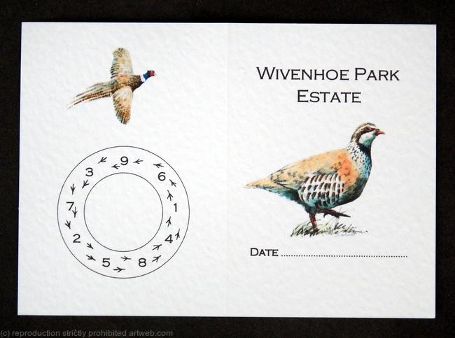 Shoot card example with Peg Wheel and pheasant footprints