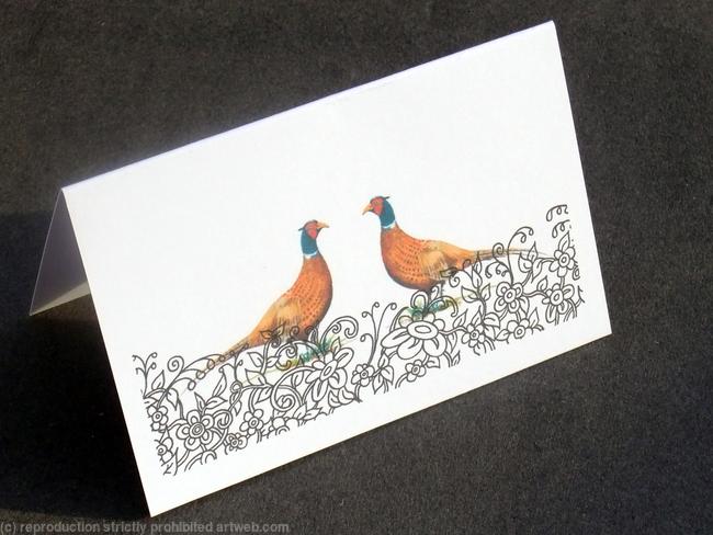 Pheasant and lace place name card design