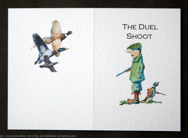 Shoot card with the duel cartoon