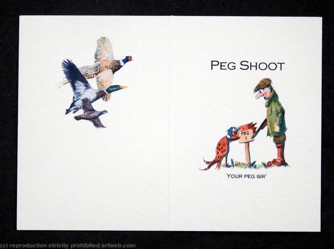 'Your Peg Sir' cartoon shoot card example