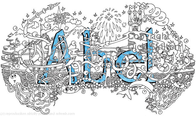 Abel name art design on a greeting card