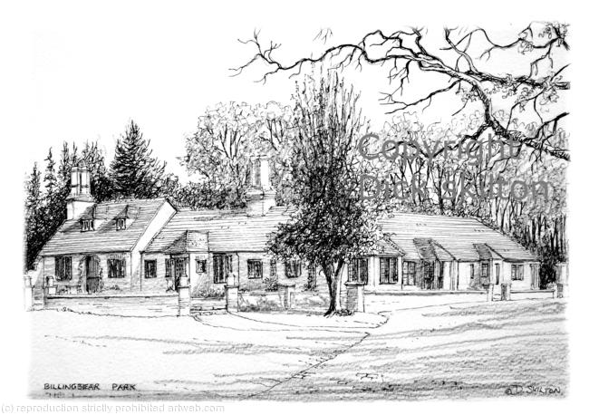 Billingbear Park pen and pencil print on greeting card with envelope