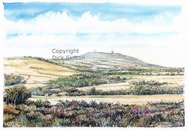 clee hill from common coloured as a greeting card. Prints available