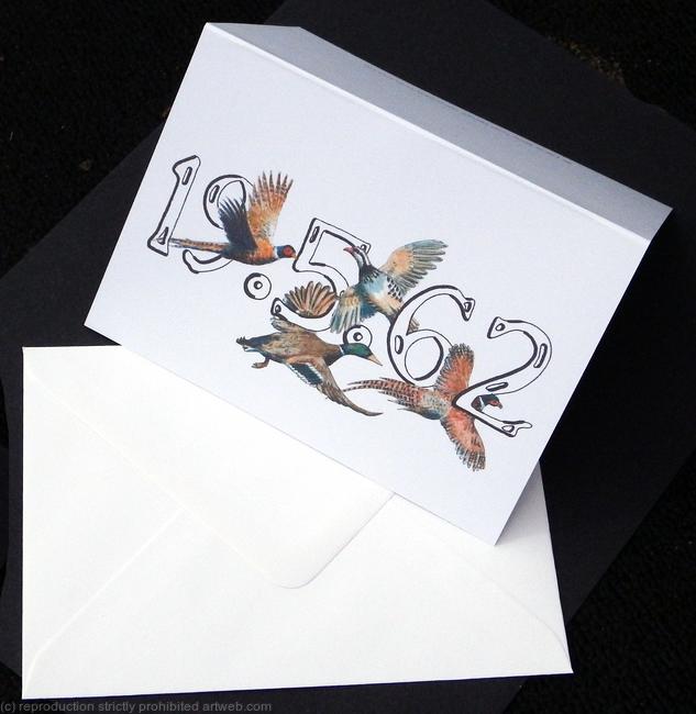Birthday card with exact birth date and game birds