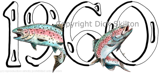 1960 as a birthday or anniversary card image, or it could be a post card for an invitation. Years with other fish, birds, garden birds available.