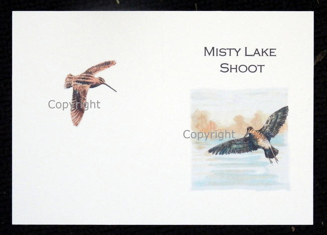 Misty lake bespoke shoot card with Snipe