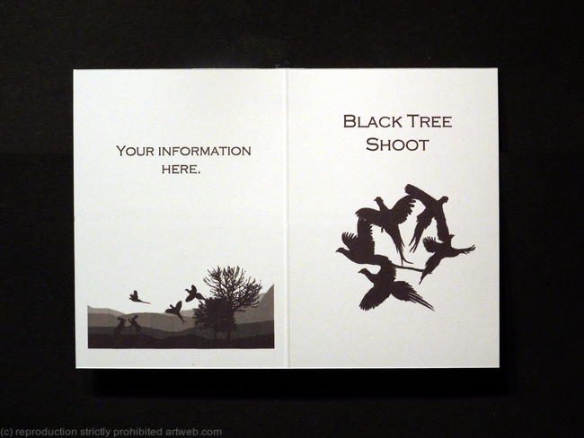 Black tree shoot example of a shoot card with silhouette art work