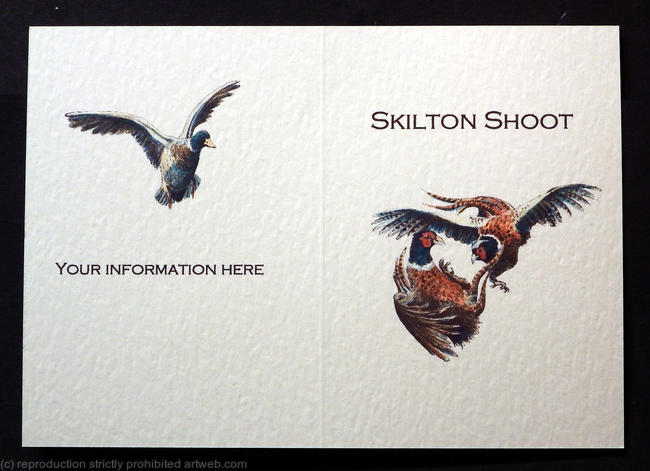Fighting pheasants example bespoke shoot card