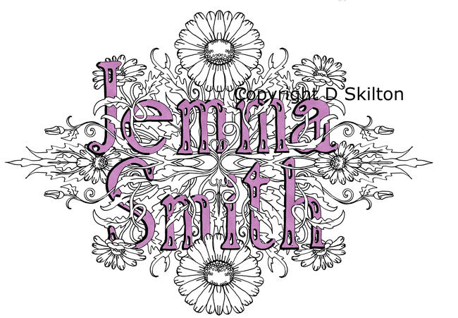 example of first name and family name sold as a scan for you to print as you wish
