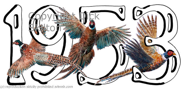1953 year with pheasants woven within the design as a birthday card