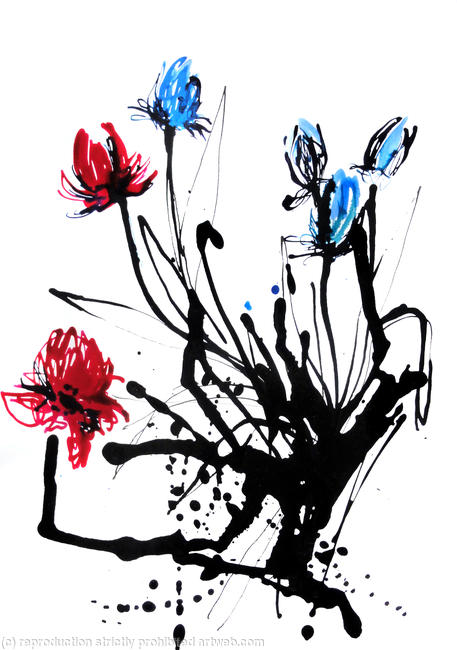 Blue and Red Tulips