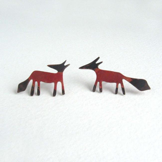 fox pins available in copper or silver looking forwards or backwards