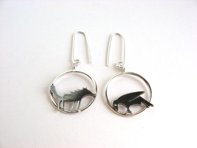 wolf and crow dangles