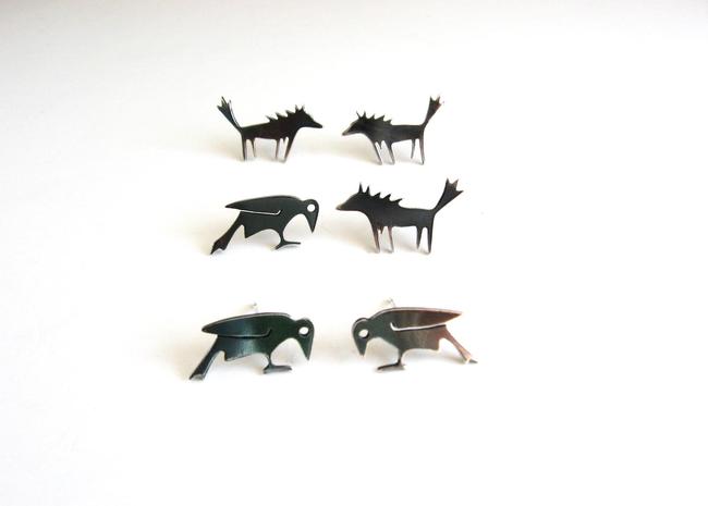 wolf and crow studs