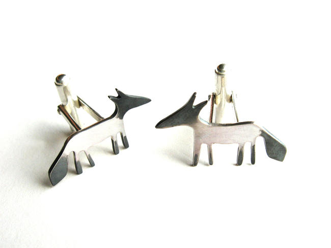 silver fox cufflinks facing forwards