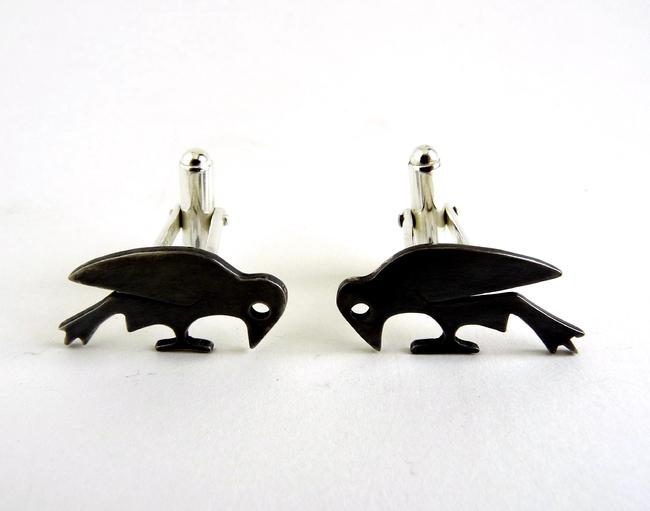 crow outline cufflinks