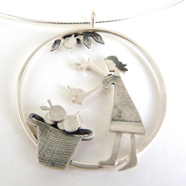 Picking apples pendant