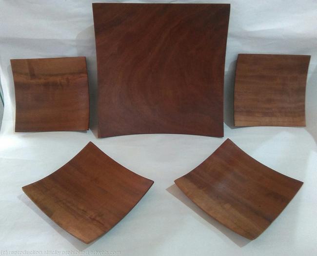 steve stafford 5 pce square serving set figured red gums